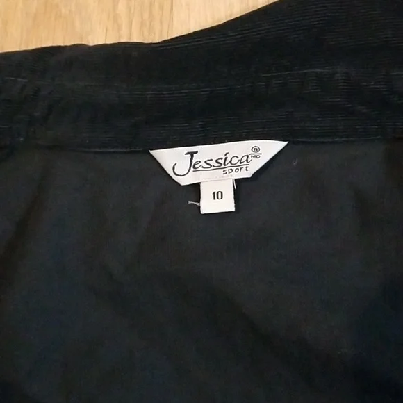 Jessica long sleeve black embroidered corduroy button down shirt size 10 EUC - Picture 3 of 12